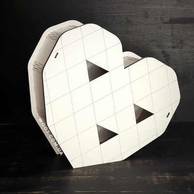Бокс серце з геометричним малюнком, білий 27х24х9 см