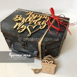 Деревянный чемодан Happy Birthday