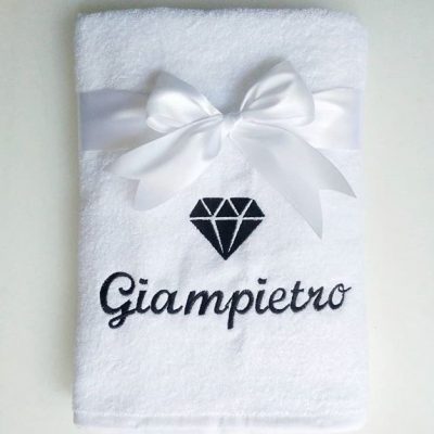 Махровое полотенце с вышивкой логотипа организации