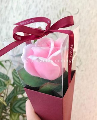 Цветок из мыла — роза в коробке конус