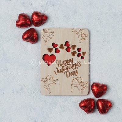 Листівка з дерева - Happy Valentines day