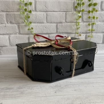 Коробка чемодан из дерева черного цвета 25Х17х10см