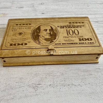 Купюрница "Доллар" из дерева для денежного презента