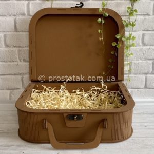 Коробка для подарка чемодан модель 2 коричневого цвета