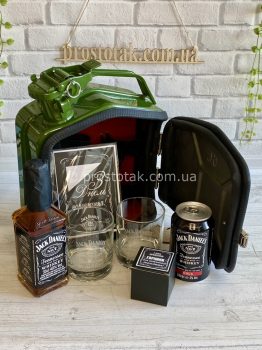 Канистра бар "Jack Daniel's" с виски Jack Daniel's 0,35л и стаканами с гравировкой