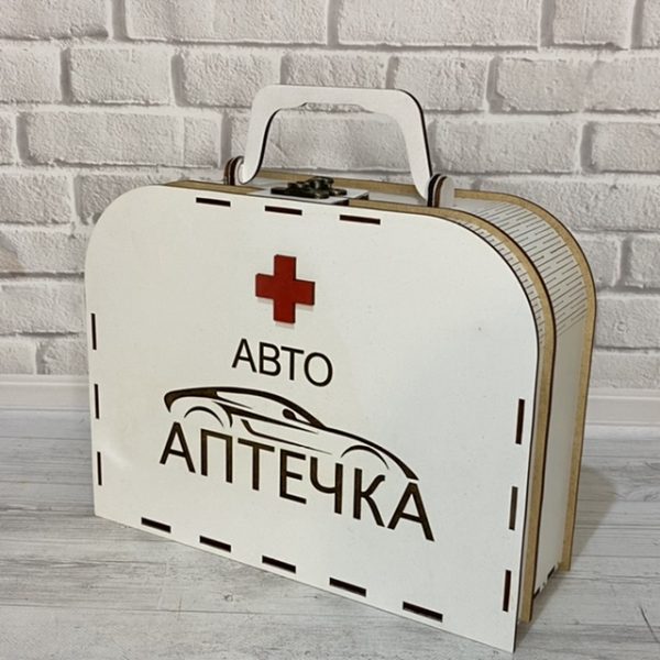 Упакування для подарунку дерев'яна коробка "Авто аптечка"