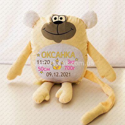 Іграшка мавпочка для друку на животику замовити друк метрики подарунки дітям на День народження іменні іграшки