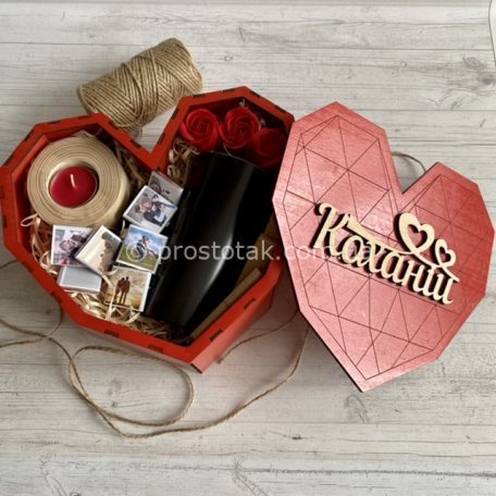 Сердце «Коханій» с чашкой BIG латте 480мл и шоколадками с фото