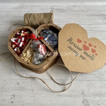 Коробка крафтове серце для подарунків із фото пазлом (ваше фото)