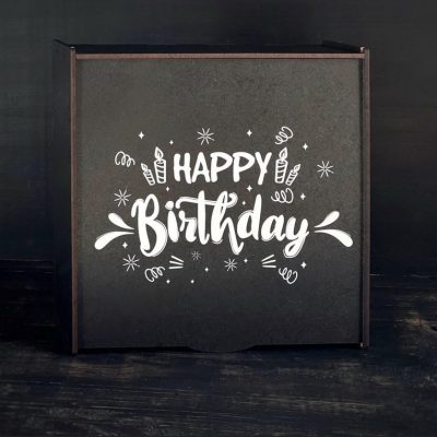 Коробка чорного кольору "Happy birthday"