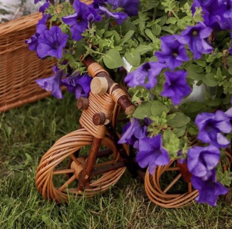 Кашпо для квітів з лози “Велосипед”