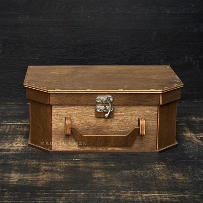 Коробка для подарунків чемодан дерев’яний коричневий