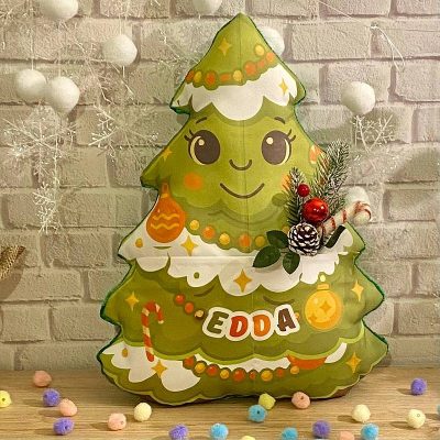 Подушка зелена ялинка із кишенями для подарунків на від Миколая