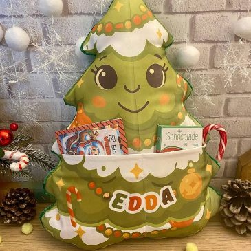 Подушка зелена ялинка із кишенями для подарунків на від Миколая