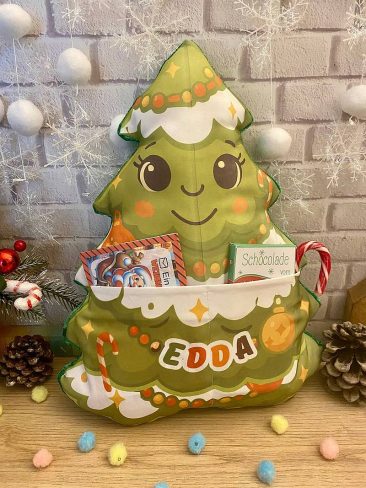 Подушка зелена ялинка із кишенями для подарунків на від Миколая